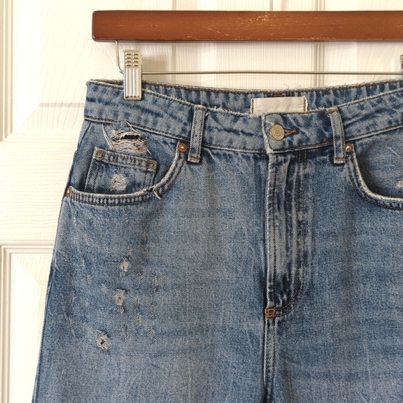 We The Free Dakota Distressed Medium Wash High Waisted Straight Leg Jeans 27 - Picture 11 of 15